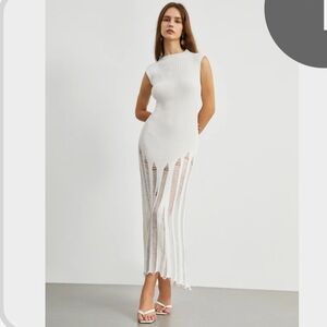 NWT: Mock Neck Ribbed White Knit Dress